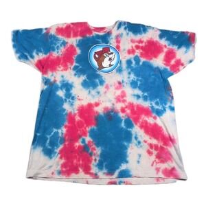 Buc-ee's, Al Beaver T-Shirt Men's XL Short Sleeve Tie dye Red, White And Blue